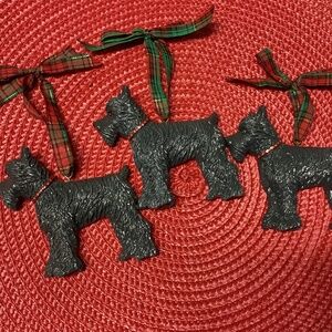 Set of 3 Kurt Adler Dandy Dog Scottie Ornaments
